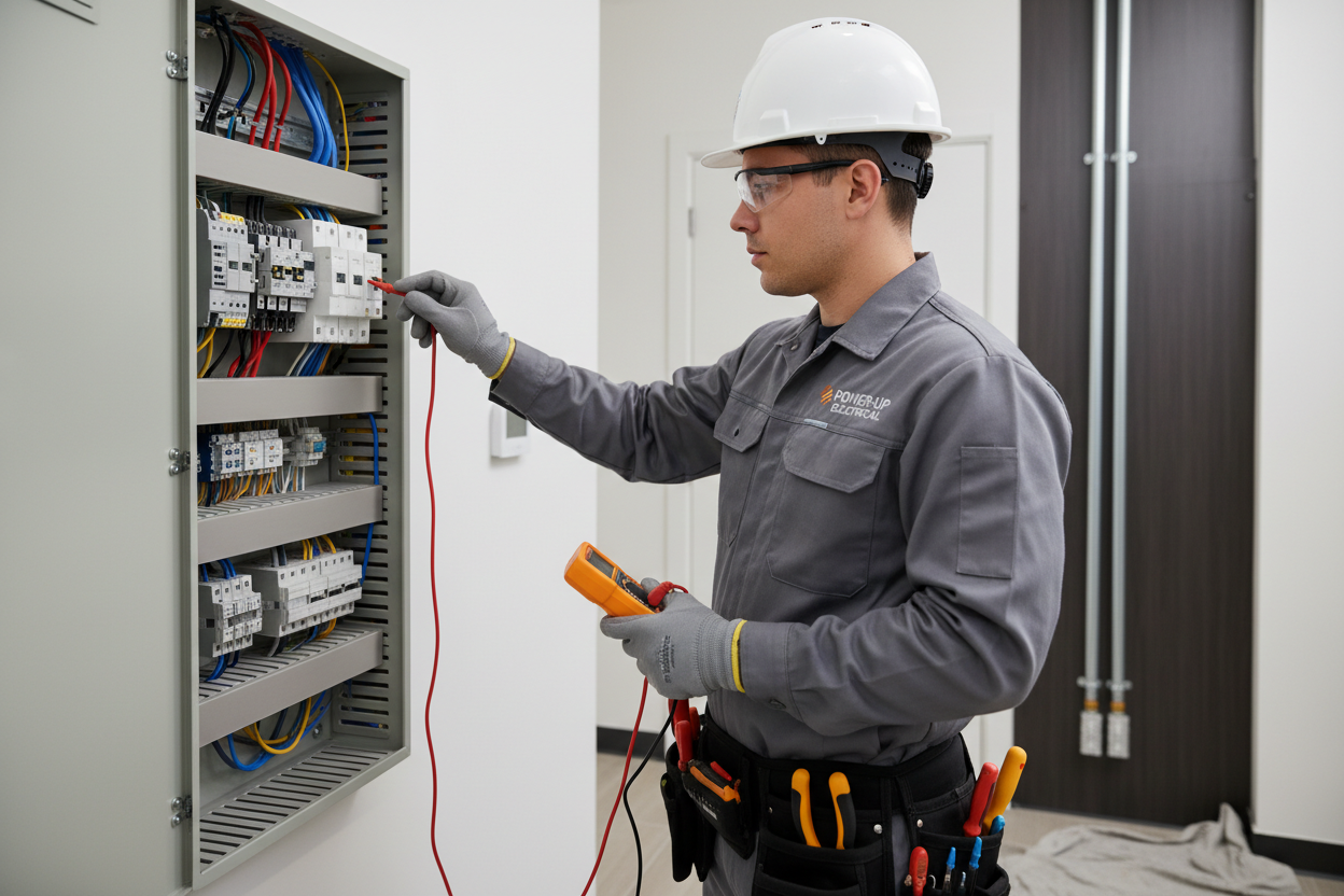 Licensed Electrician Working Safely